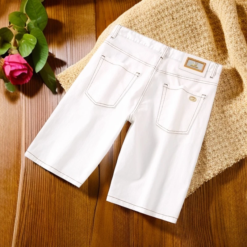 维斯克纳时尚潮牌白色休闲短裤男五分裤夏季薄款修身时尚5分裤