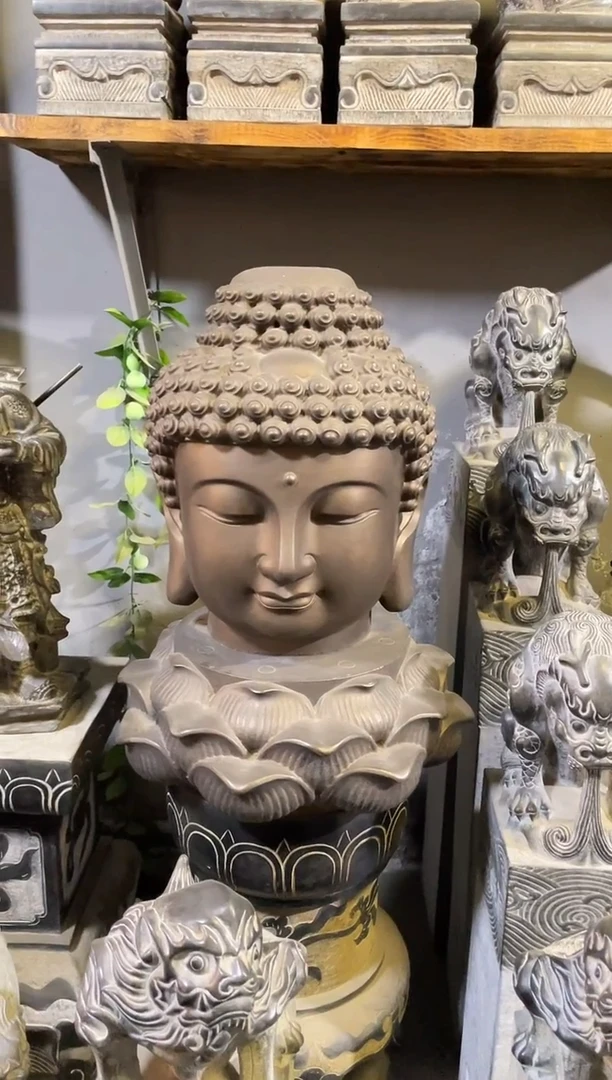 石材彤*佳50佛头天然青石雕刻