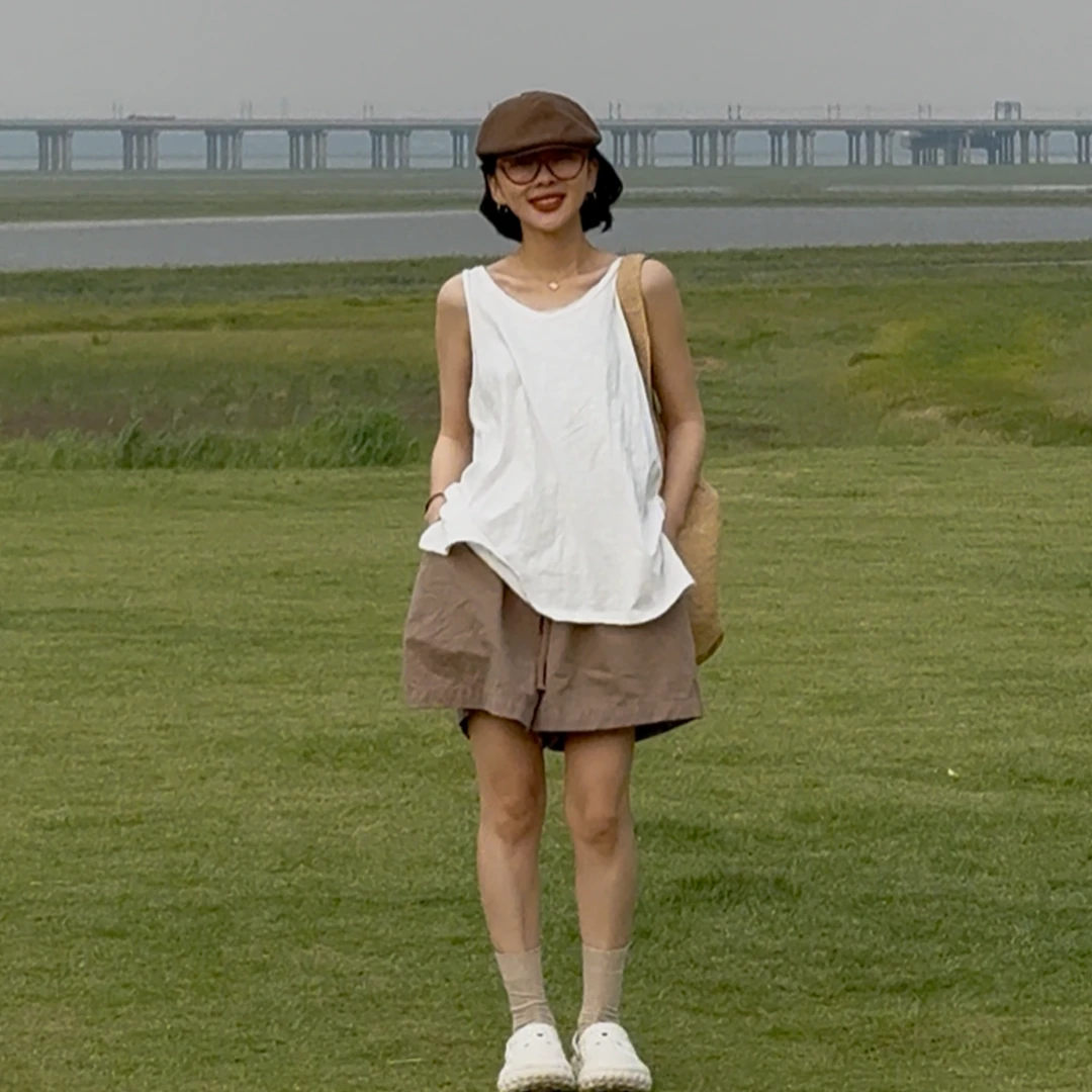 橘子罐头卫卫新款百搭休闲三色复古宽松短裤