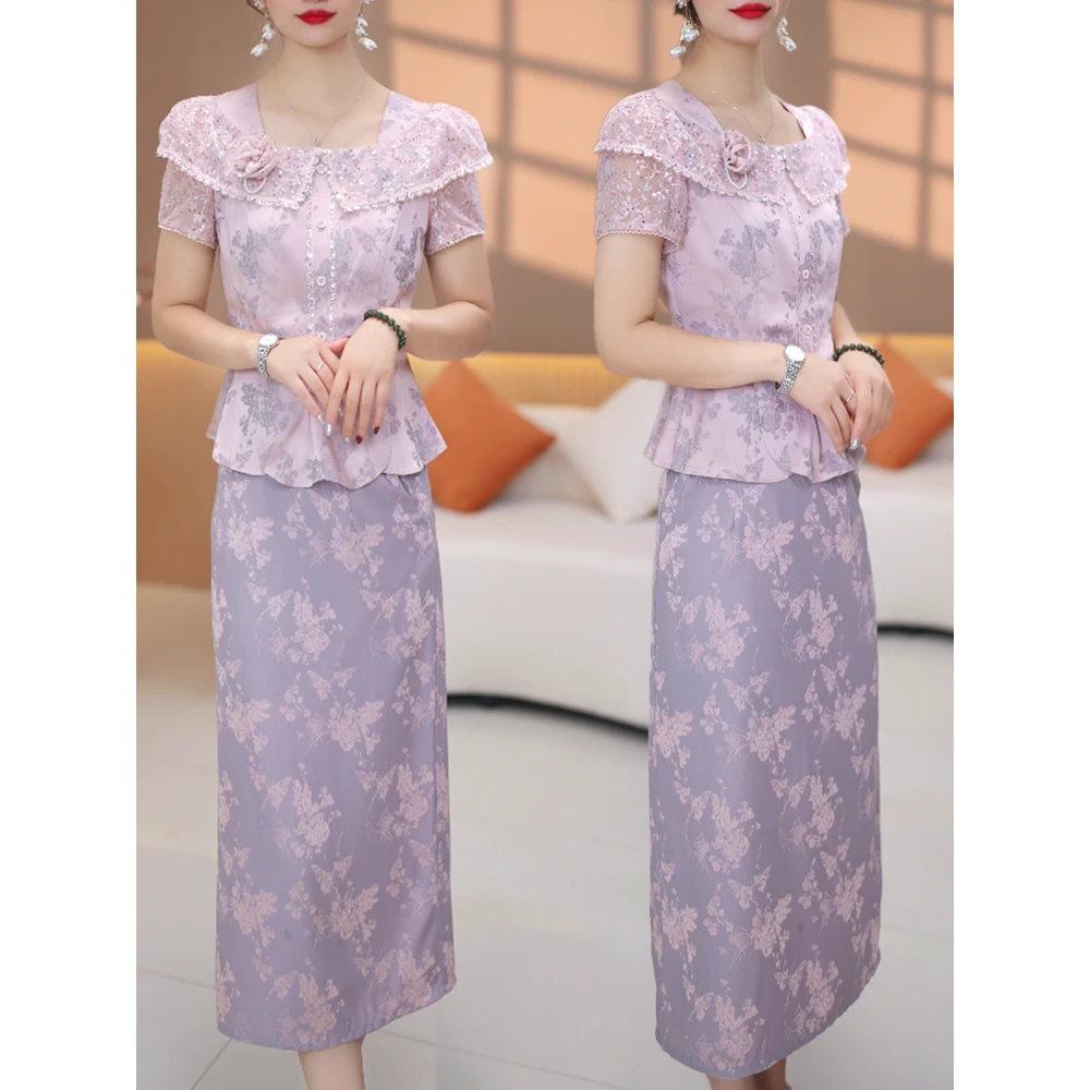 【套装定制】B1218图片色上衣套裙优雅气质时尚减龄休闲显瘦夏季