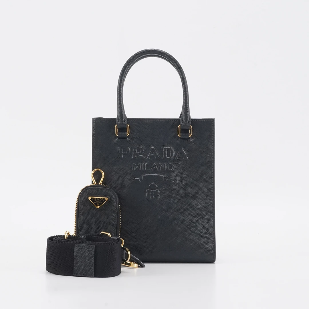 99新 Prada/普拉达 【夏VV】子母包 SOBLACK牛皮托特包/98新