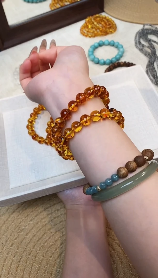 合金手链水晶《永恒见证》净水花珀素圈手串9-10mm多样性发一