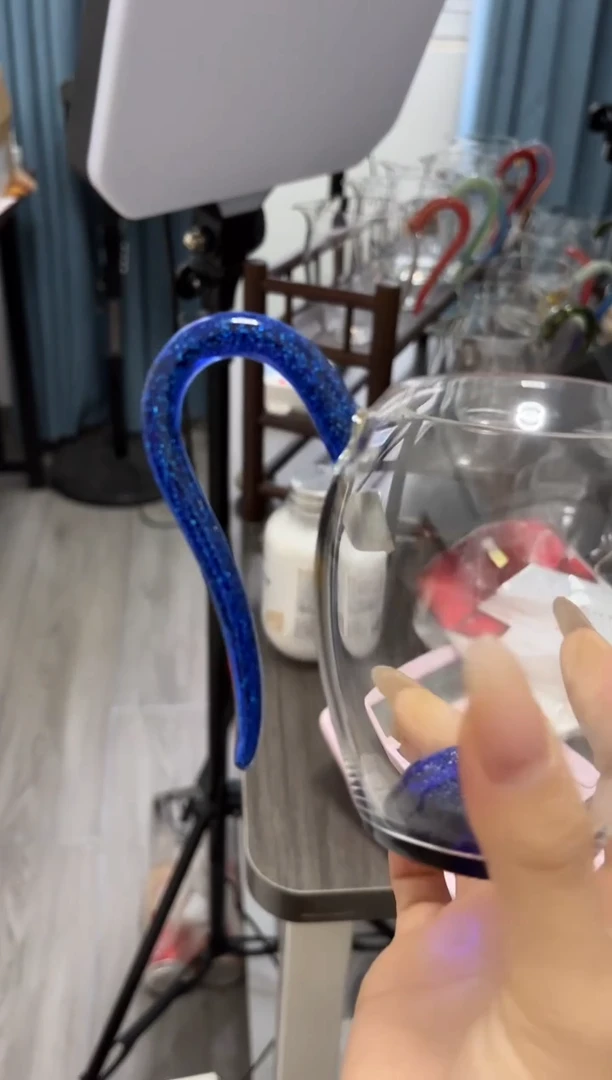 手工艺品玻璃大*。禾器  蓝斑斓公道杯 孤品