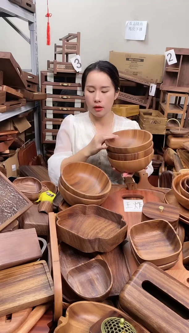 木 南美胡桃木碗20*7cm  内销   直播间发