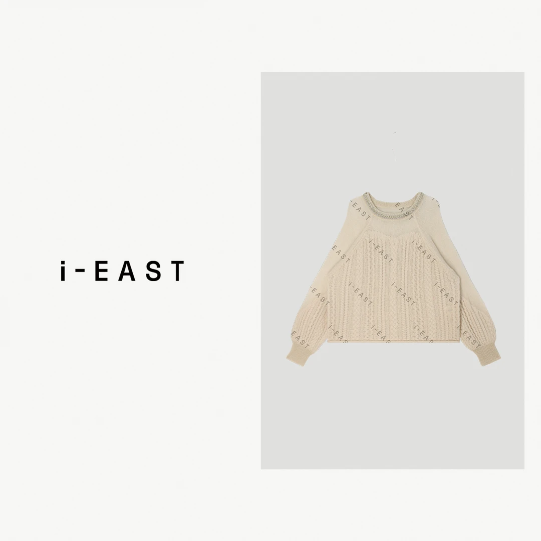 i-EAST 氧气茶茶~麻花纹慵懒套头百搭毛衣上衣-5C SY8179