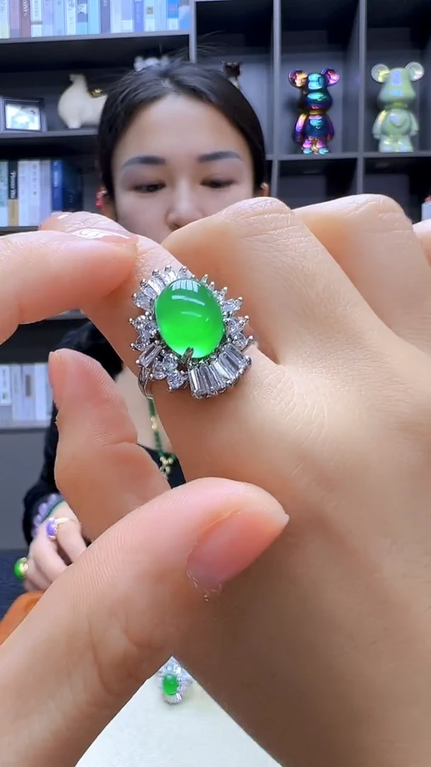 翡翠银S925镶嵌颈饰沉白diy劲饰