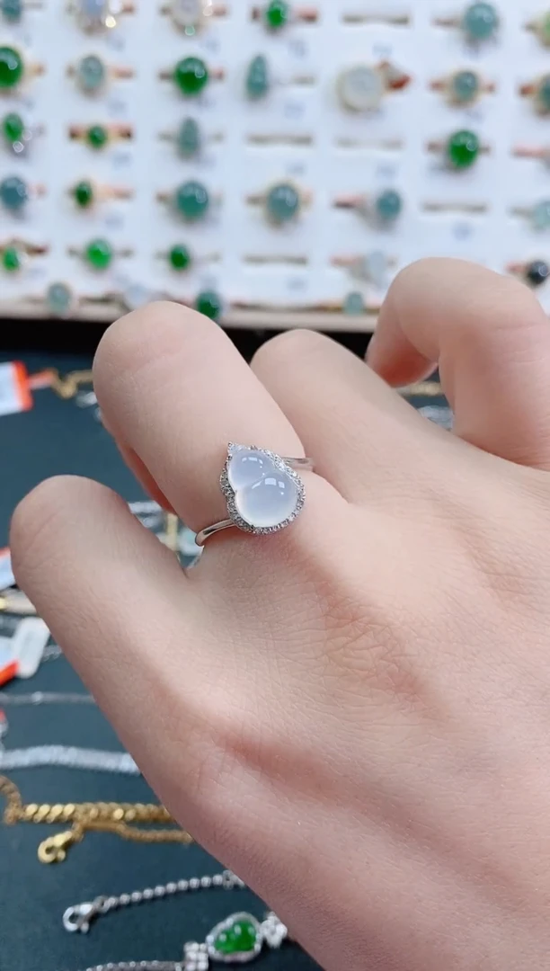 银S925镶嵌戒指翡翠天然翡翠
