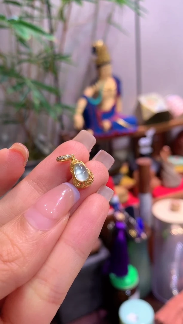 翡翠18K金镶嵌吊坠(不含链)翡翠