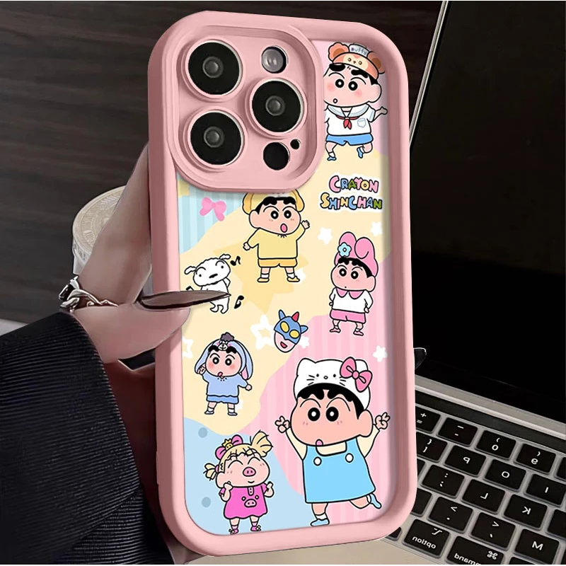 卡通蜡笔小新适用iphone16苹果手机壳15promax金刚砂1413全包1211