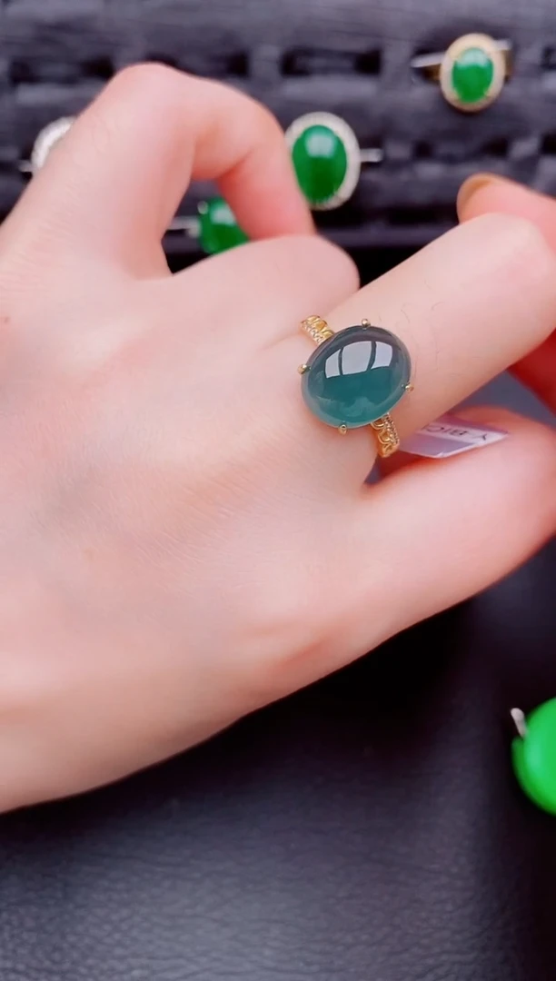 【闪购商品】翡翠戒指银S925镶嵌天然A货翡翠494