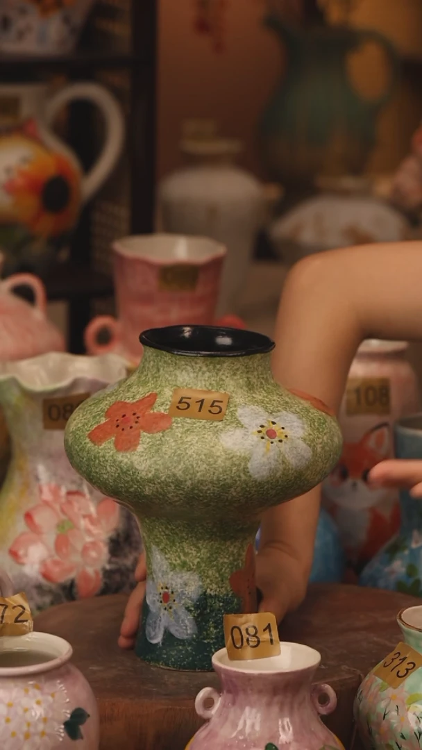 陶瓷515景德镇设计师手作花器摆件侘寂风