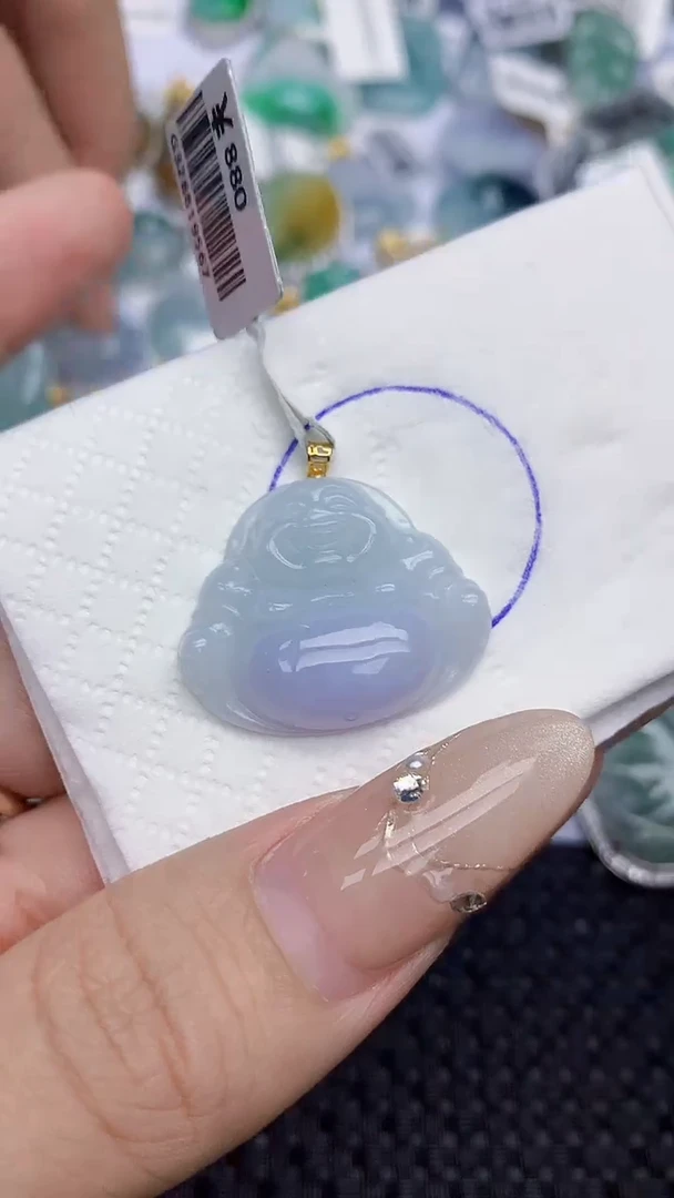 颈饰18K金镶嵌翡翠191   天然翡翠A货  百元以上9米证书费自理