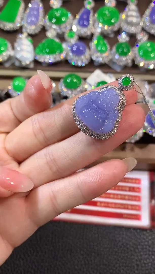 吊坠(不含链)18K金镶嵌翡翠D29 紫货有一定色差