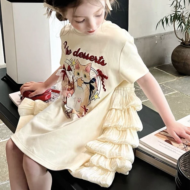 女童连衣裙夏装2025新款儿童韩版短袖公主裙女孩夏季大童T恤裙子