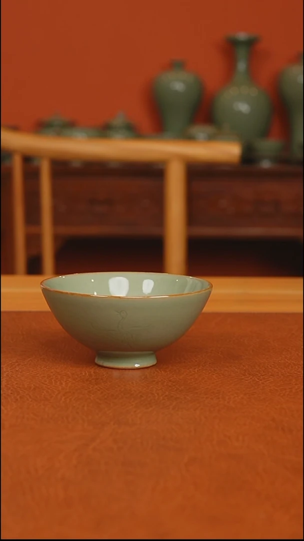 越窑秘色瓷云鹤盏全品