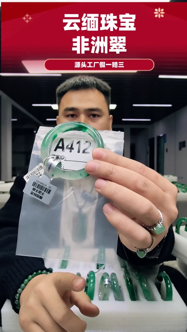 未镶嵌手镯石英质玉（非洲翠）52圈口A412