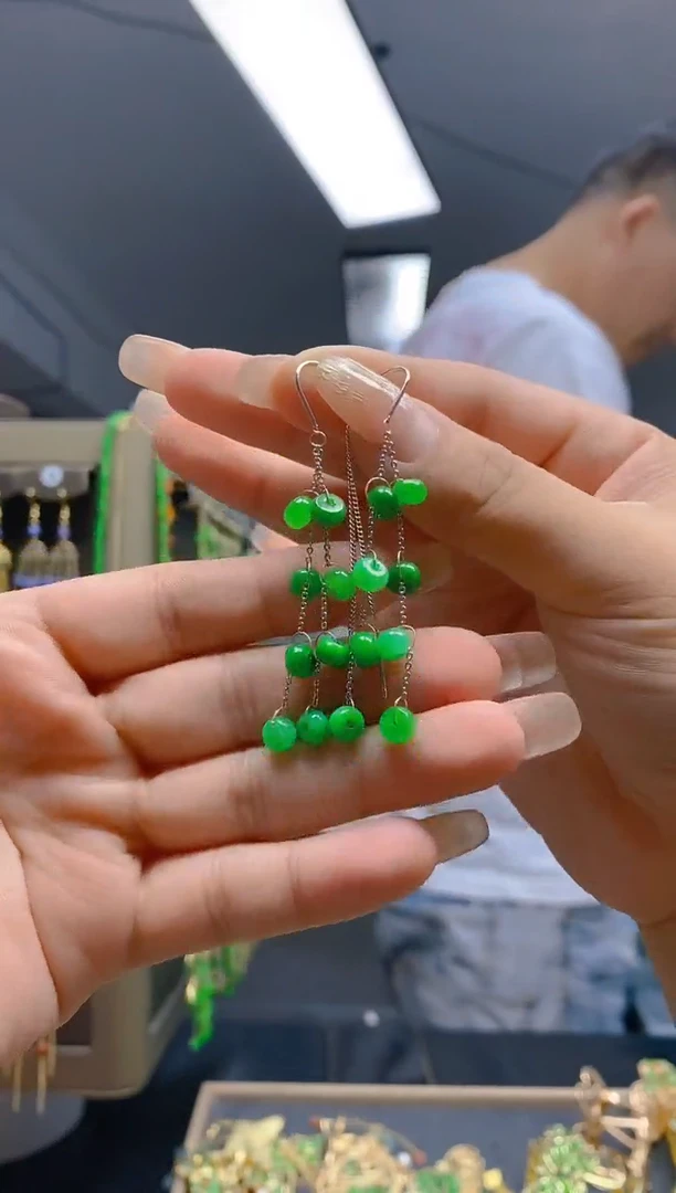 翡翠银S925镶嵌耳饰0229翡翠耳钩耳线