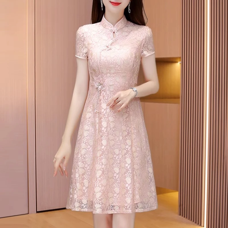 喜婆婆婚宴装礼服小个子气质改良旗袍年轻款连衣裙子夏季高贵妈妈