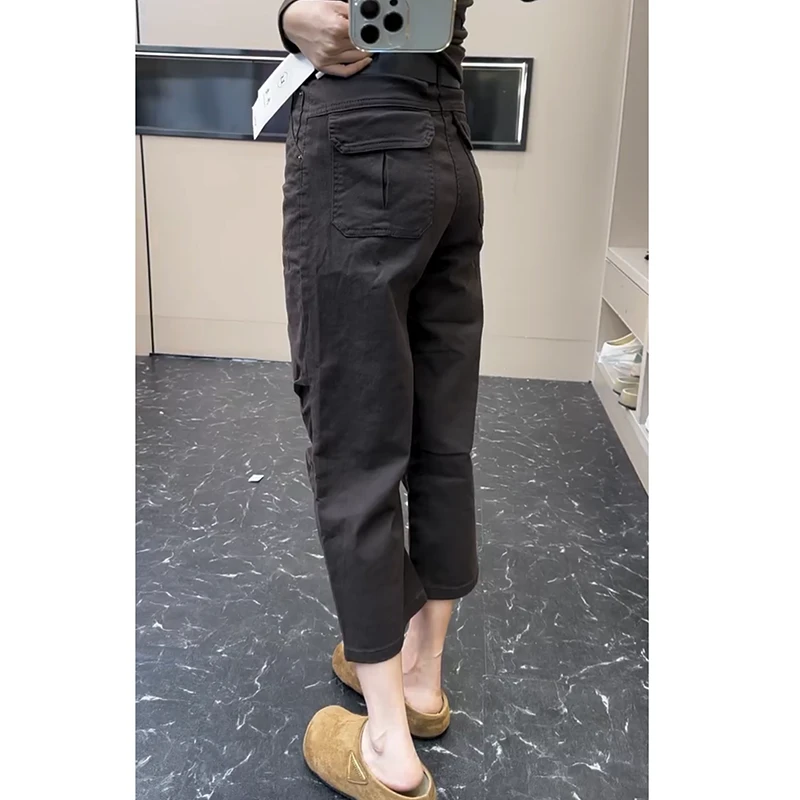 休闲直筒牛仔裤女2025早秋季新款大码洋气百搭显瘦九分弯刀阔腿裤