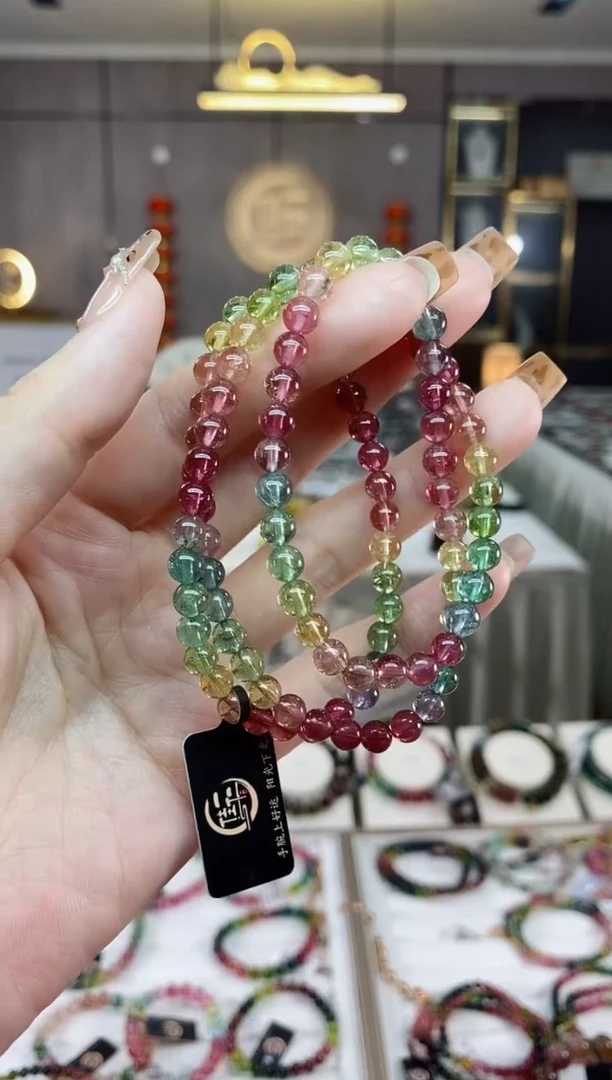 【闪购商品】碧玺收藏级三圈手串5mm+未镶嵌一物一证dan