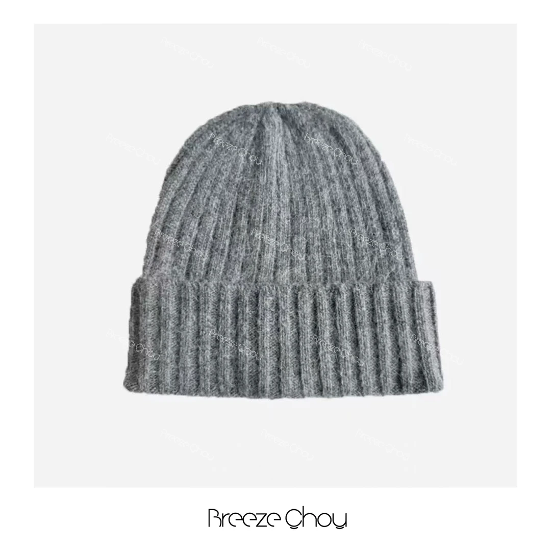 Breeze Chou兔毛秋冬冷帽百搭灰色女款复古韩系