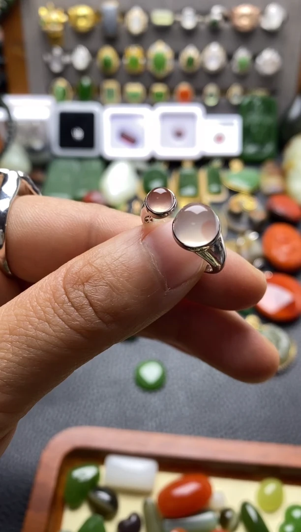 银S925镶嵌南红玛瑙珠宝半成品?****?戒指