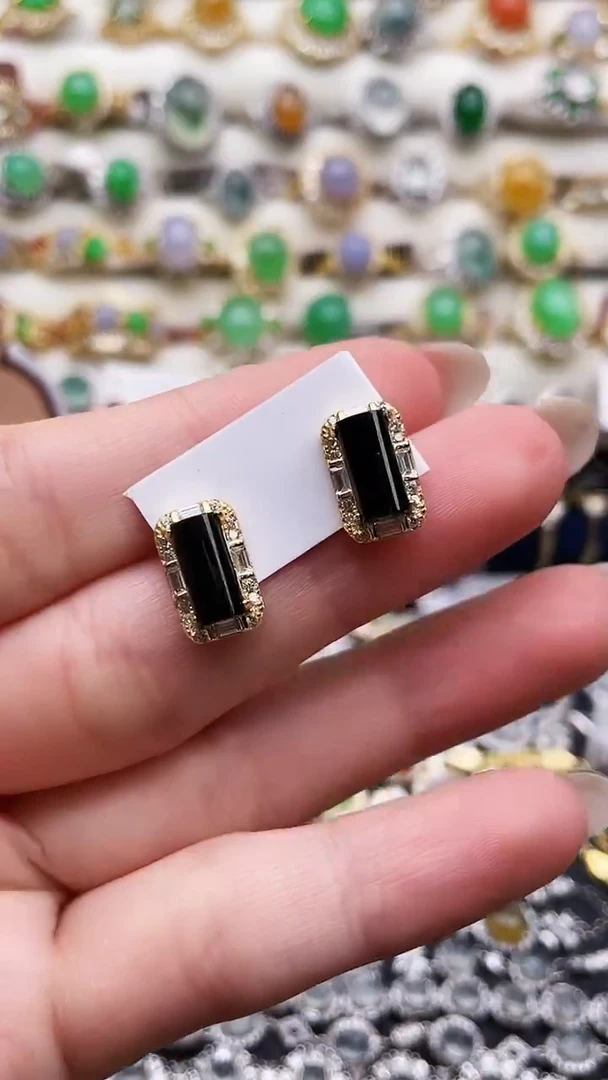 银S925镶嵌翡翠耳饰182