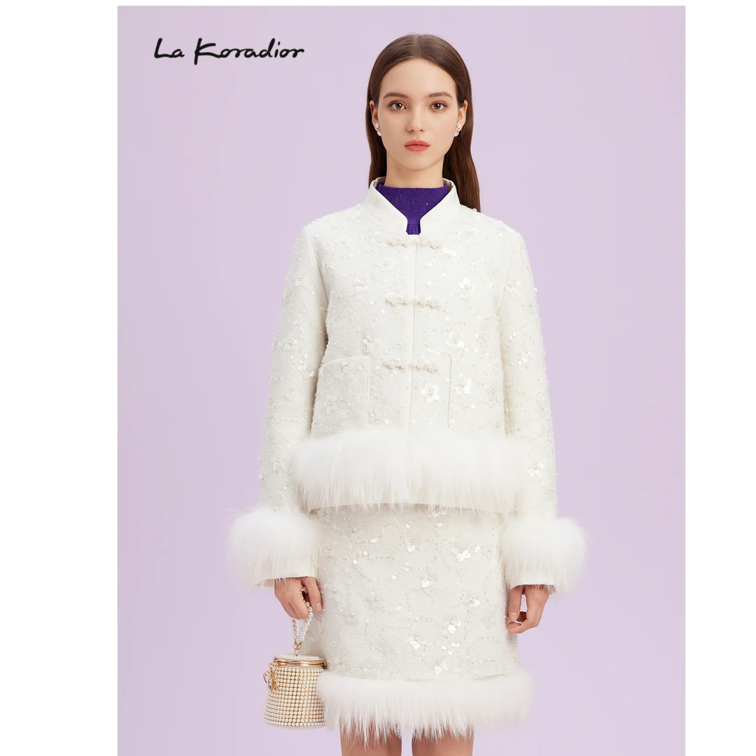 【婷婷专属】La Koradior拉珂蒂新款貂毛鹅绒羽绒服短款外套