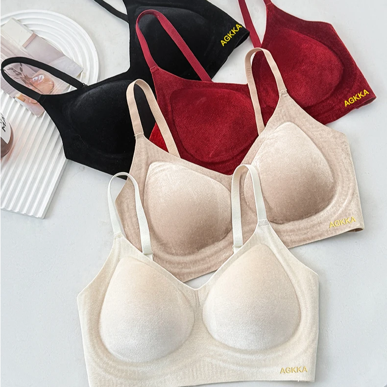 蕉天后 金丝钻石绒琥珀流光舒适提拉保暖聚拢收副乳无钢圈内衣