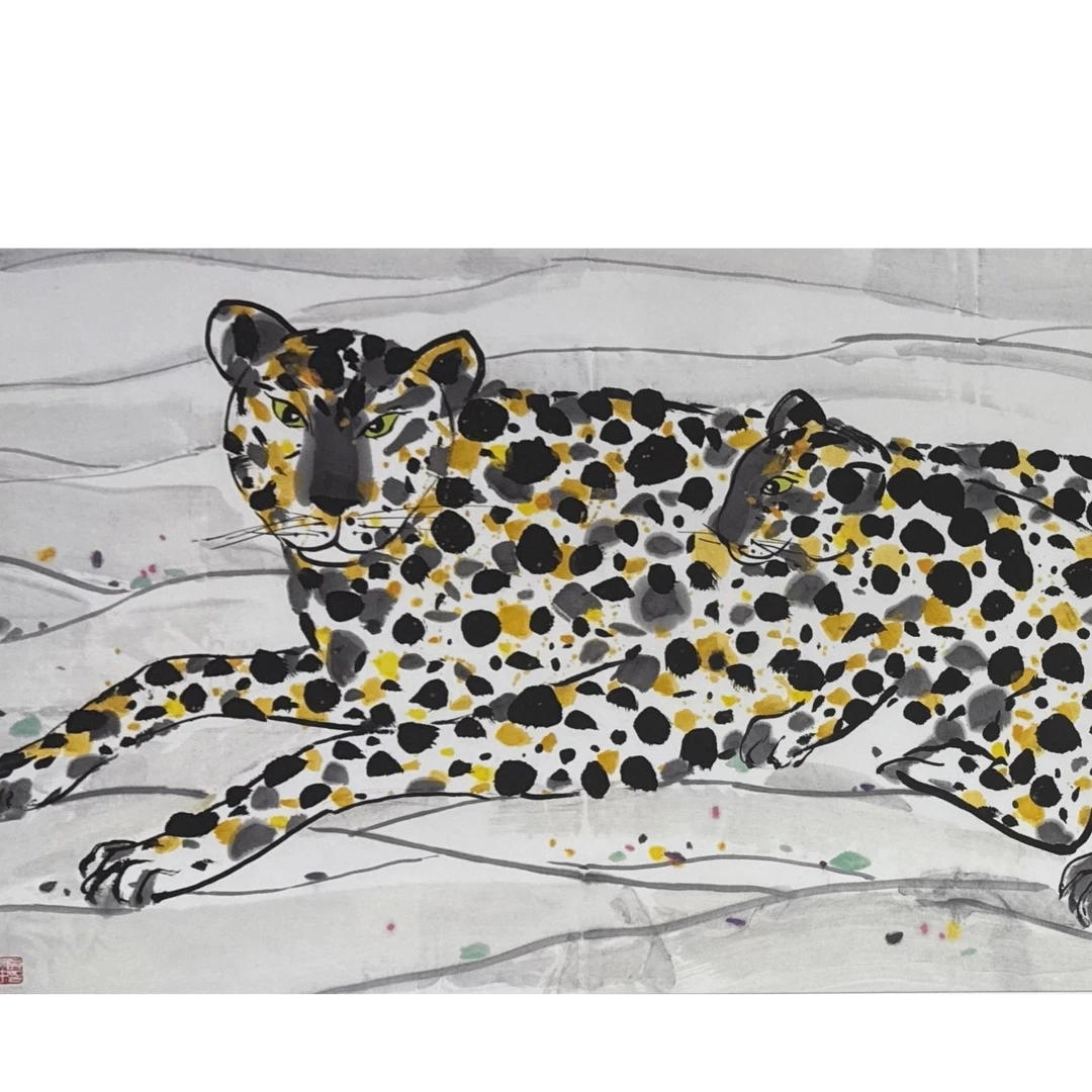 复刻版画吴冠中-母子豹-67*134