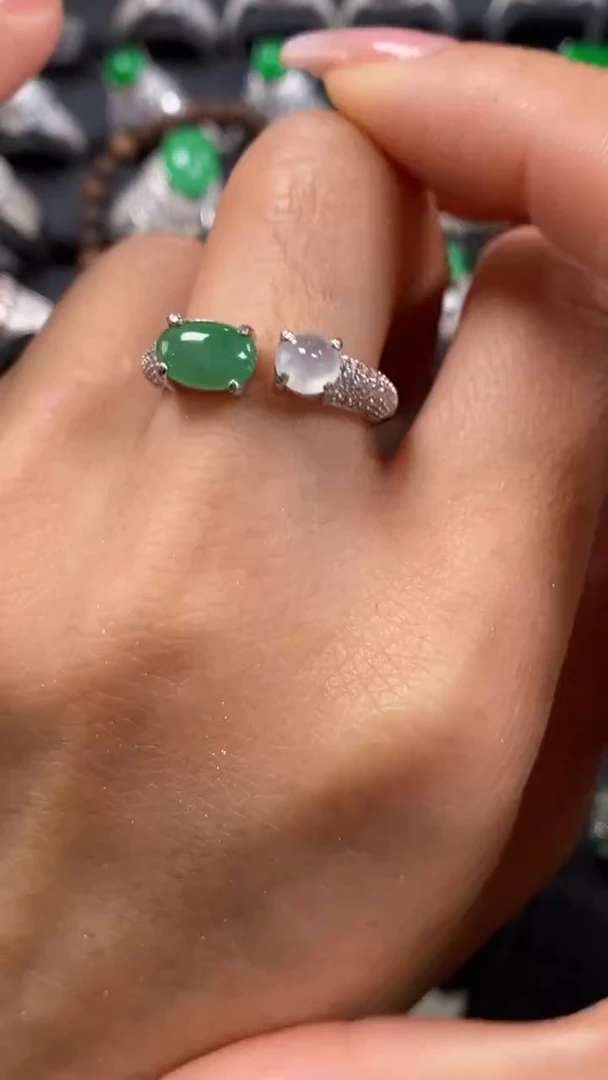 【闪购商品】翡翠戒指银S925镶嵌7767