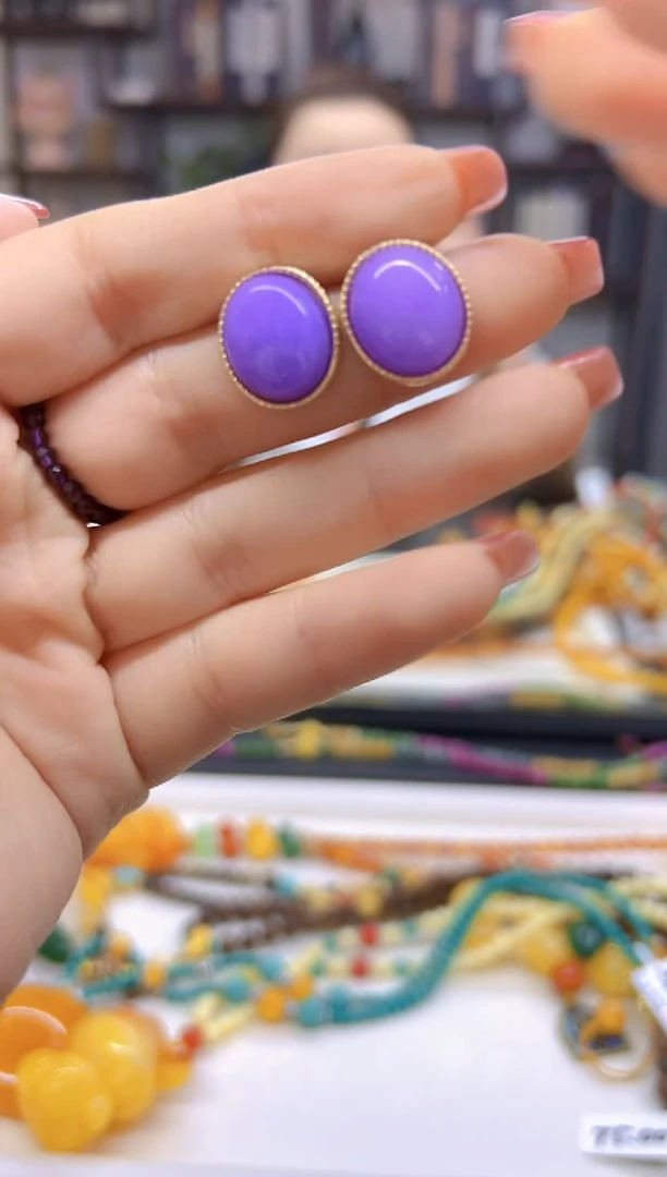 【闪购商品】翡翠耳饰14K金镶嵌耳钉E713