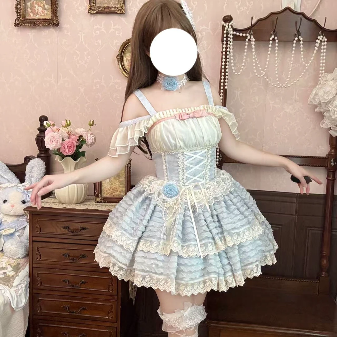 藤萝序曲 芭蕾风奶油玩偶连体分体Lolita蓬蓬公主裙蕾丝显瘦甜美