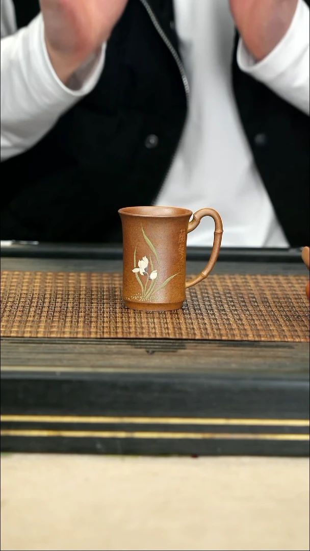 【闪购商品】紫砂茶壶17兰花竹节杯 柴烧