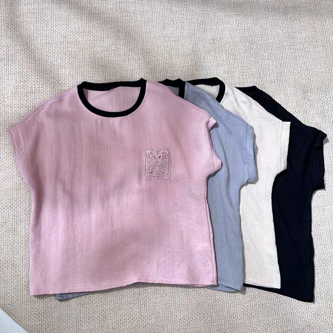 安然8927 贴口袋T恤夏季透气麻棉