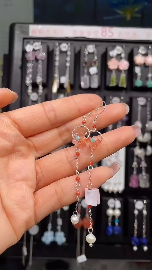 未镶嵌南红玛瑙耳饰念* 念桃