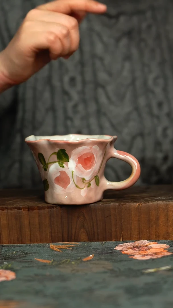 杯釉下彩手工手绘同款陶器