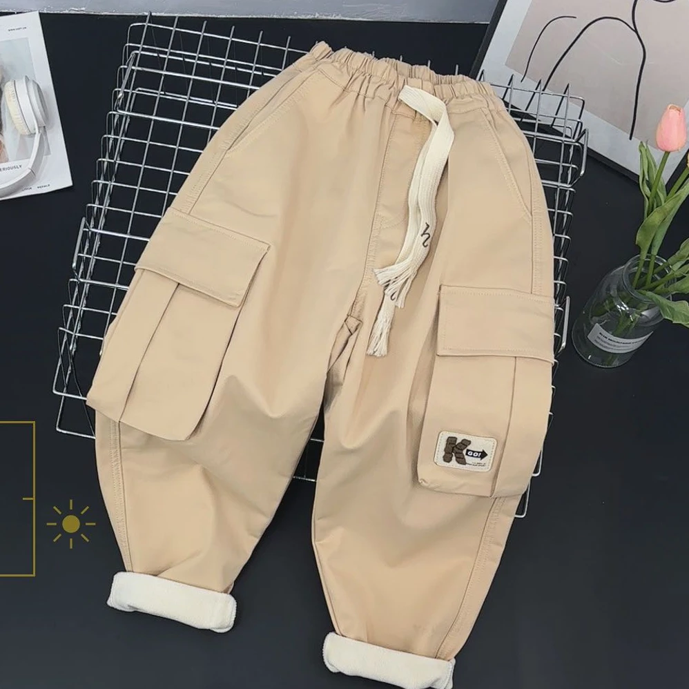 2207高端专享冬季加绒休闲裤子杏色