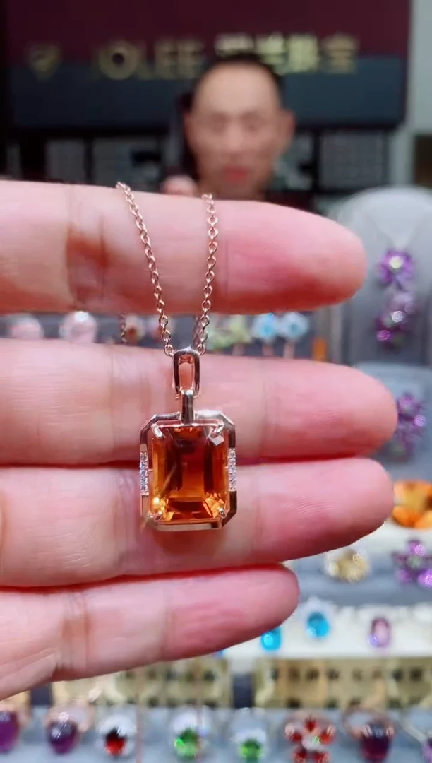 吊坠(赠链)银S925镶嵌黄晶黄晶吊坠