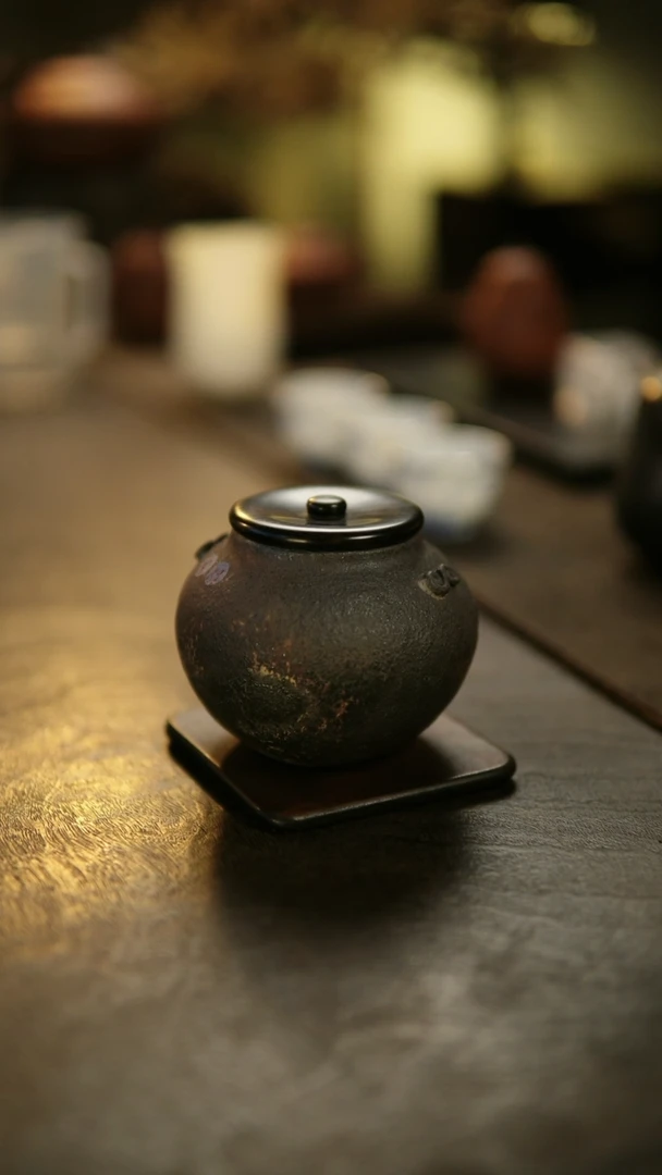 阿眠      不语手捏紫砂茶叶罐