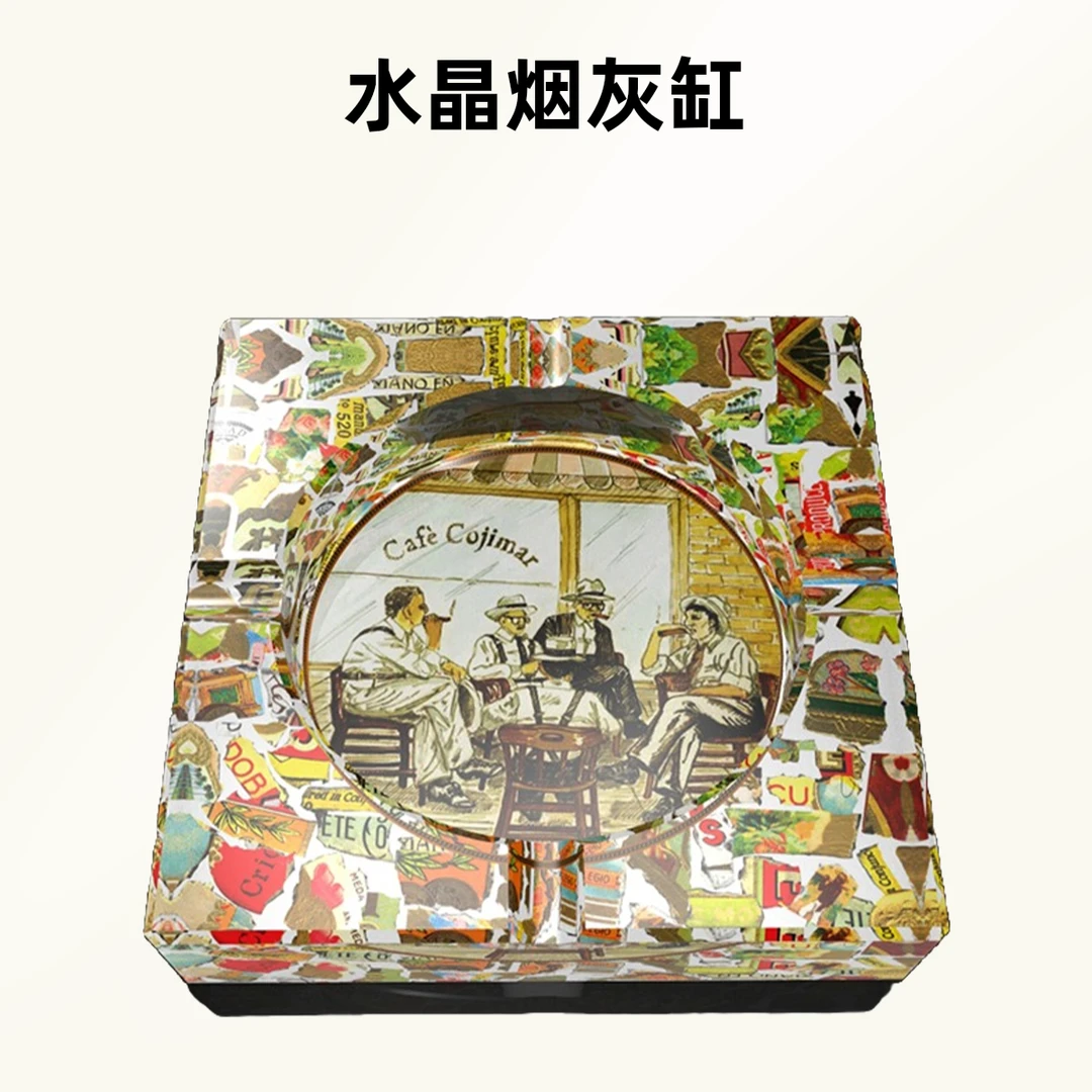 时尚水晶烟灰缸方形四槽大气家用雪茄烟灰缸男士大气客厅书房摆件