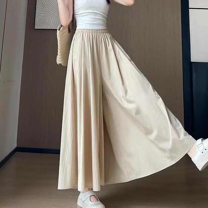山本裙裤女夏季薄款2025新款高腰a字半身裙小个子垂感冰丝阔腿裤