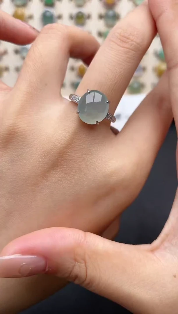 【闪购商品】翡翠戒指银S925镶嵌一物一证一礼盒