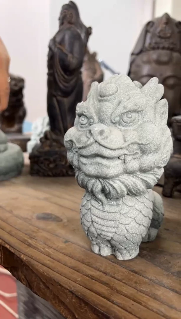 陶土青砂石天佑麒麟【微瑕】