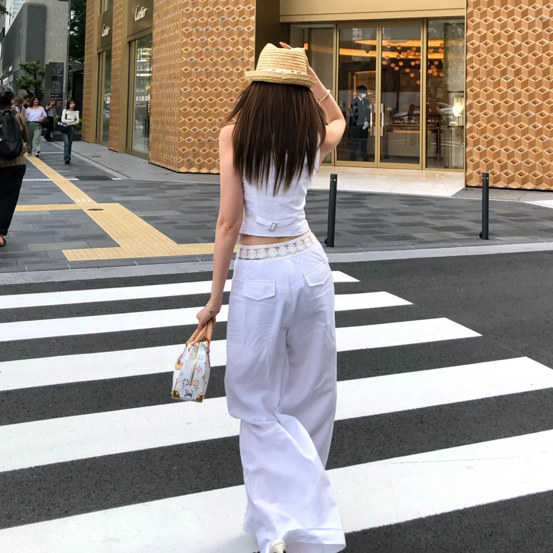 LI婉君【东京美学】时尚休闲老钱风小众设计感休闲裤 LWJ25B2TZ1371