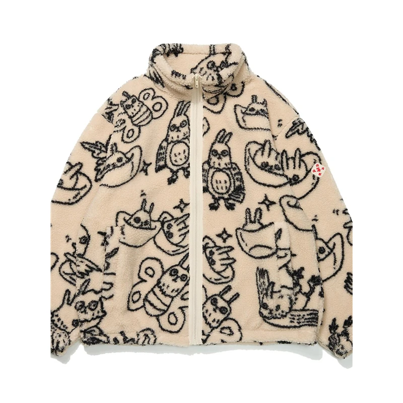 (直播）李宁日进斗金男运动潮流羊羔绒针织休闲外套上衣AFDT007