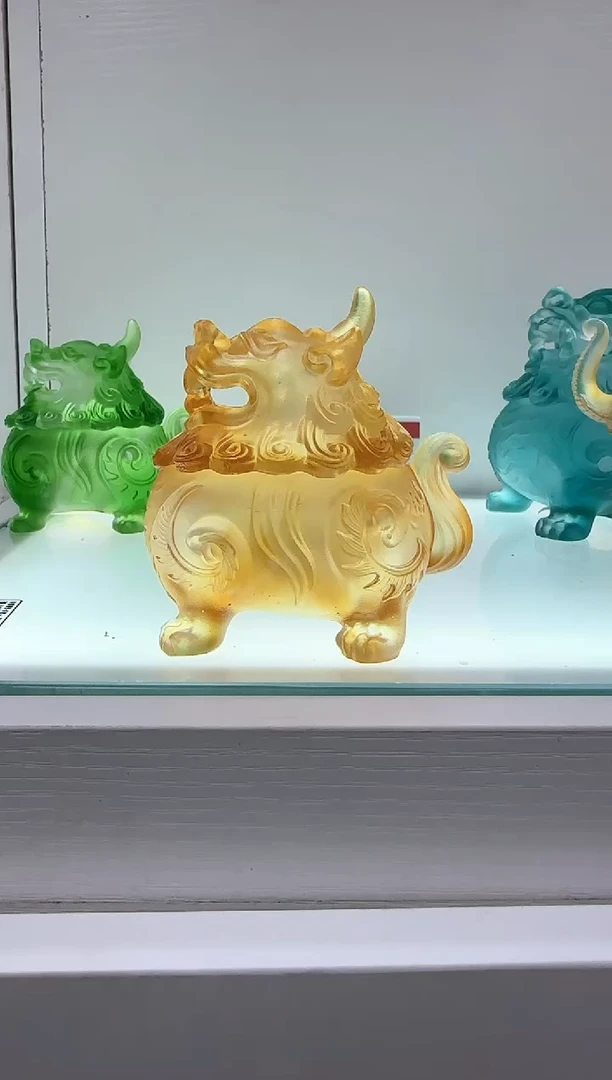 手工艺品琉璃古法琉璃狻猊香炉小