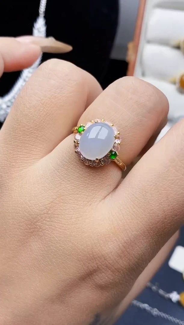 银S925镶嵌戒指翡翠0277