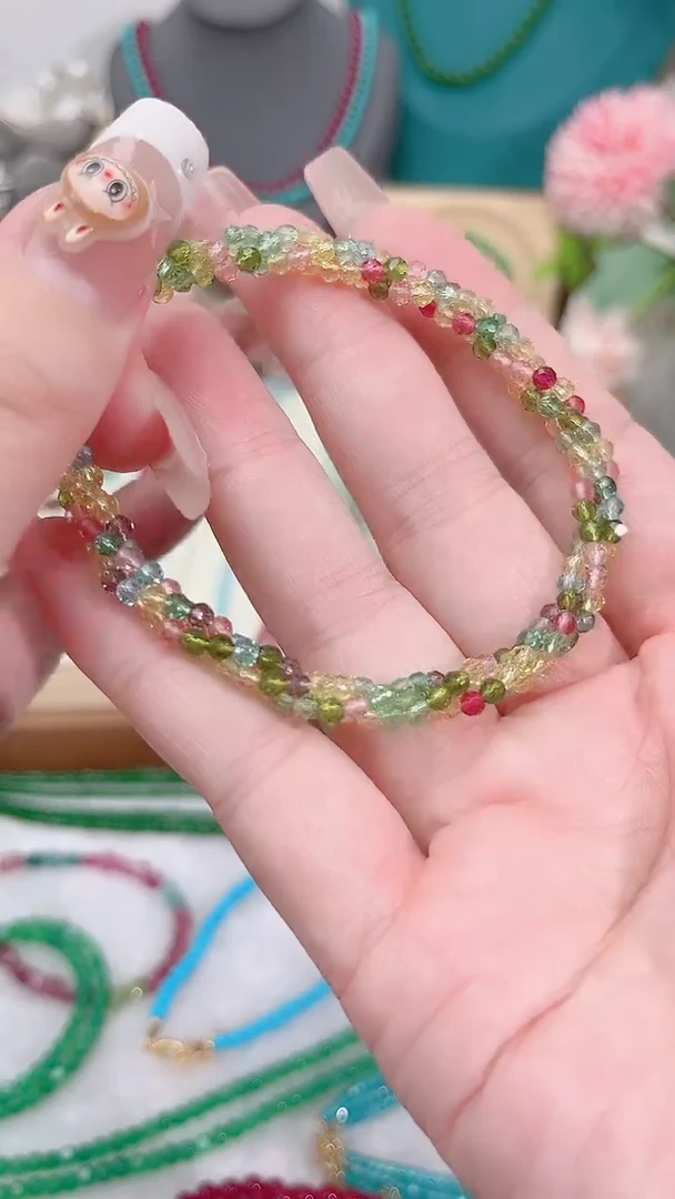 手链银S925镶嵌尖晶石彩麻花19.9