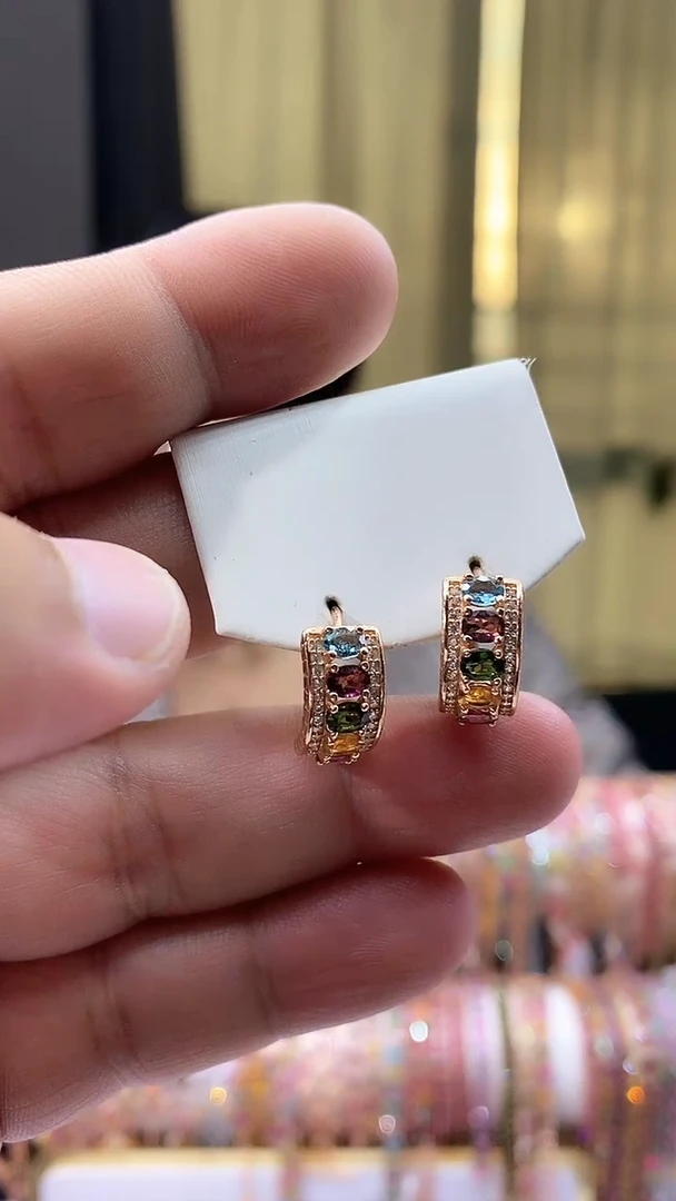 【闪购商品】碧玺耳扣银S925镶嵌345354354354354